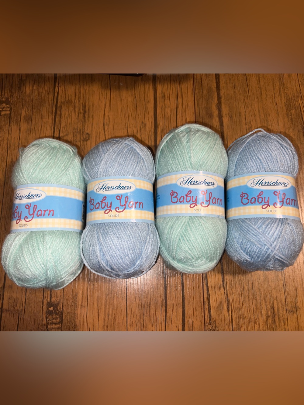 4 NWT Skeins Herschnerr’s Baby Yarn - 2 Baby Blue, 2 Baby Green